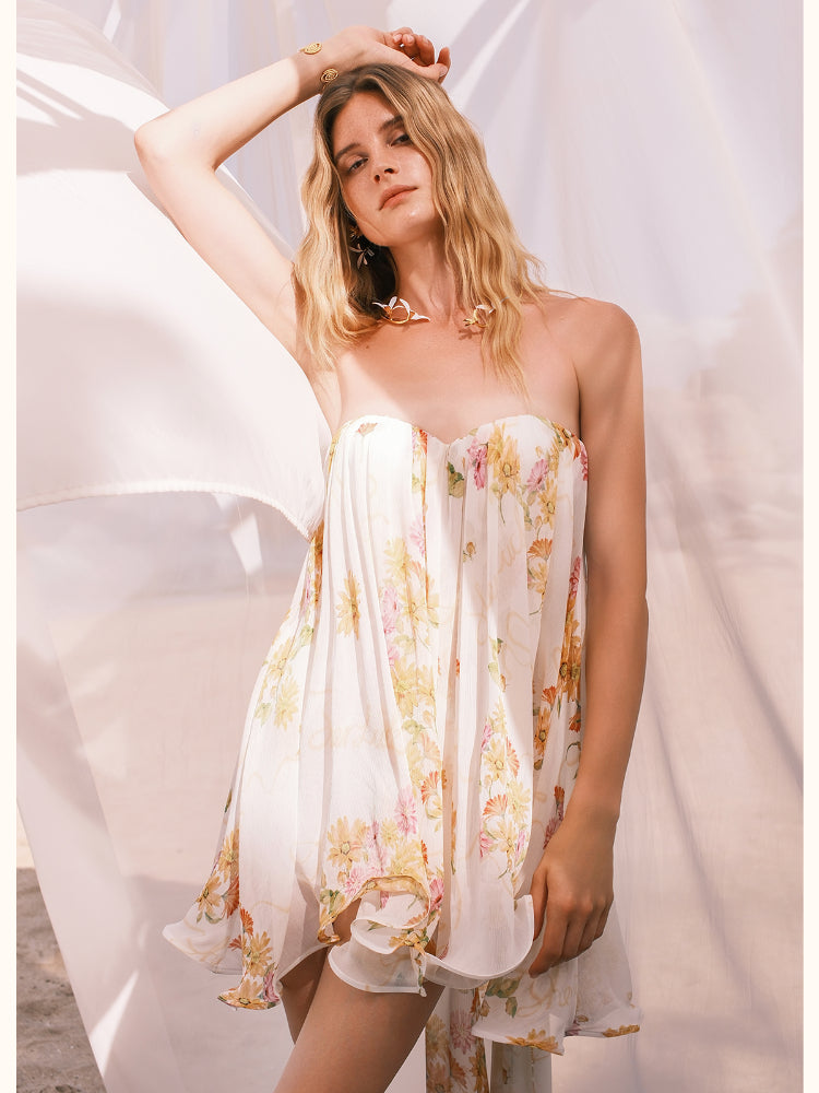 Thiri Chiffon Tube Top Dress - CHINASQUAD