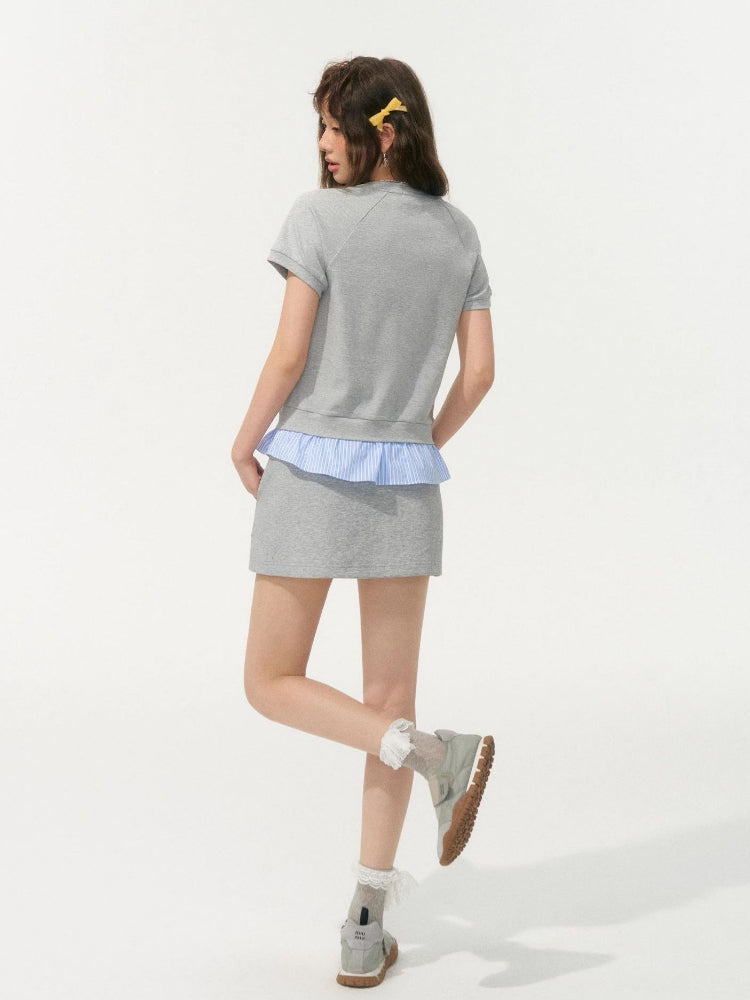 Stripe Patchwork Raglan Sleeve T-shirt