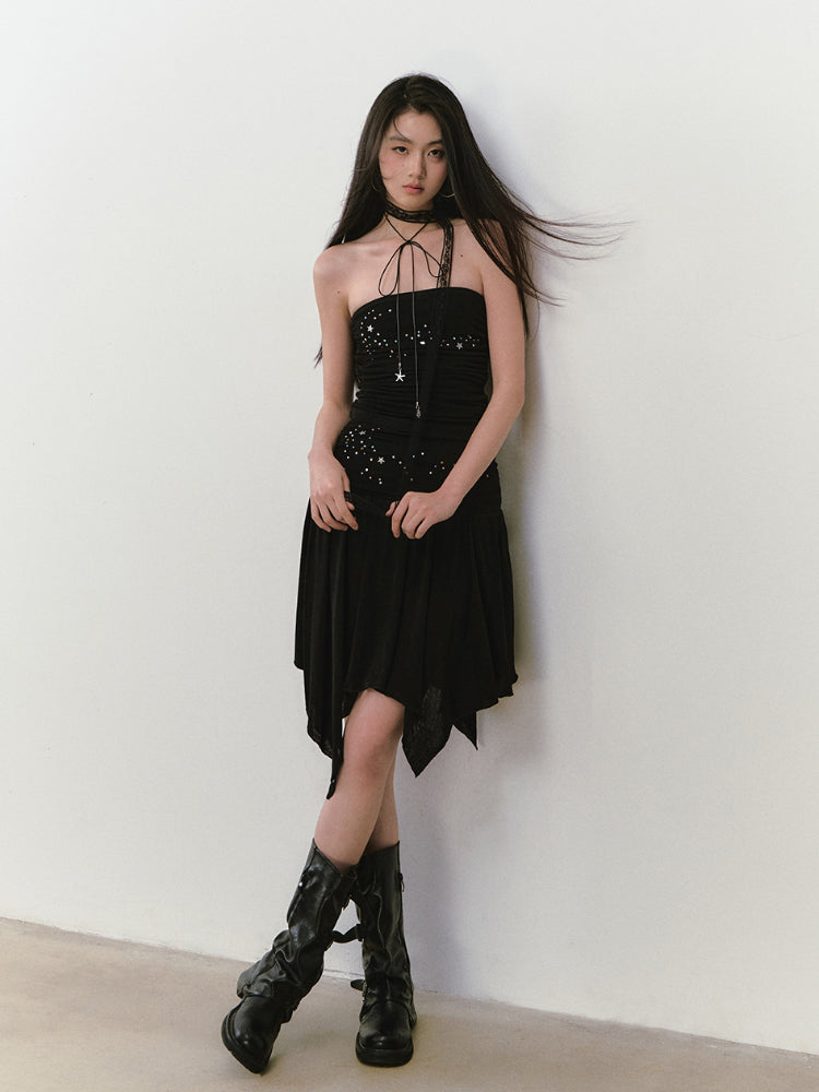 Star Beaded Ruffled Acetate Bustier - CHINASQUAD