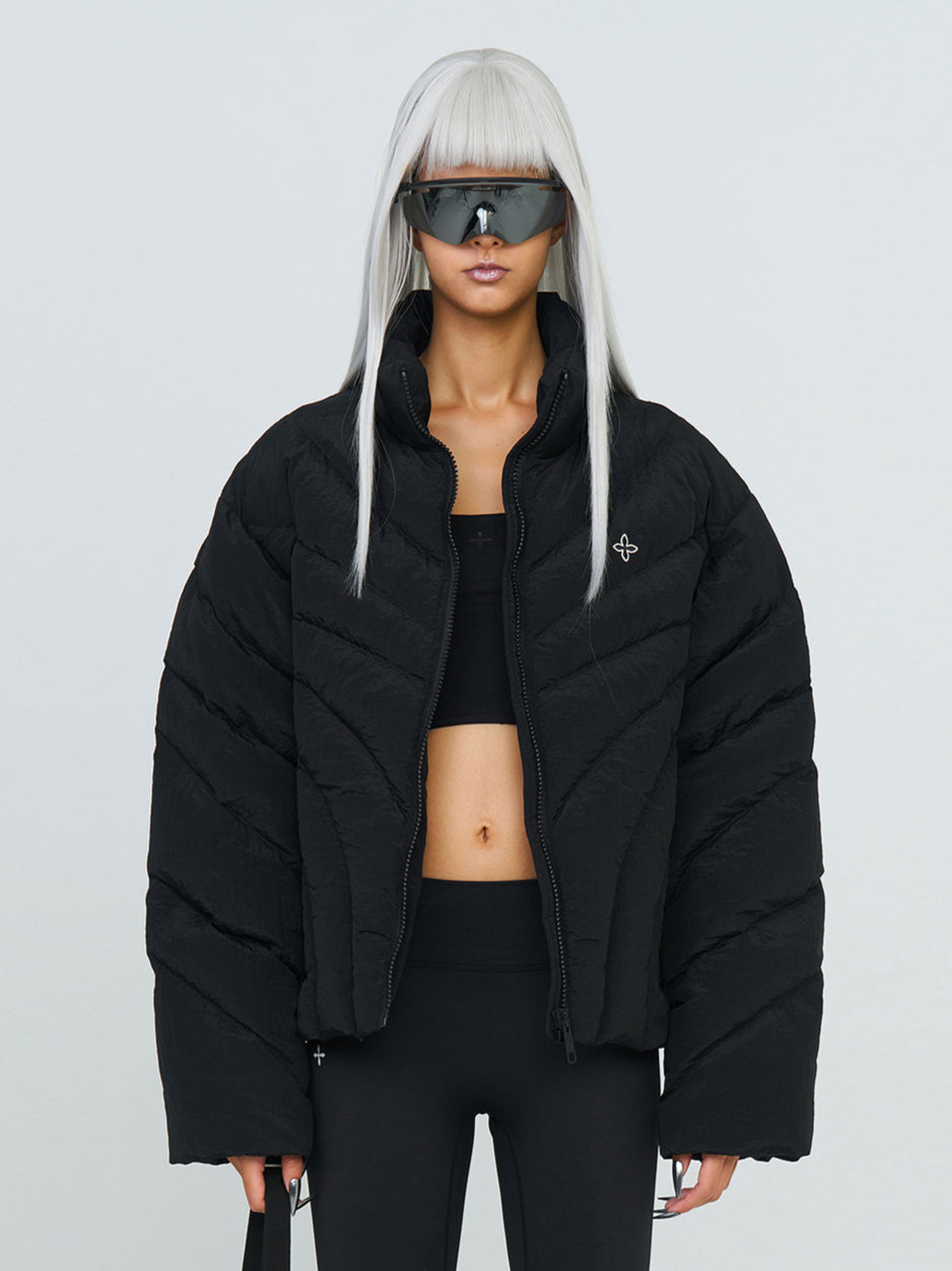 Black & Silver Hurricane Oversized Down Jacket - CHINASQUAD