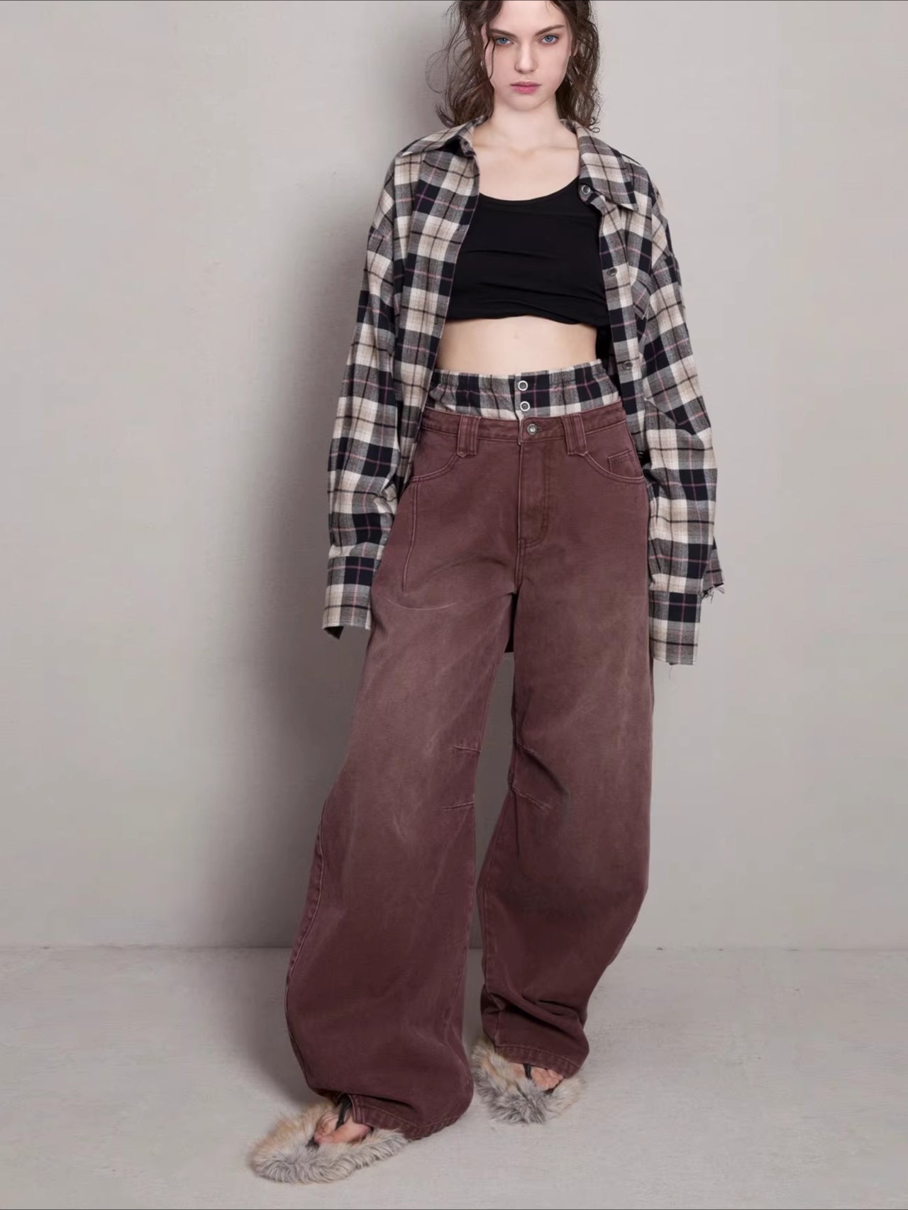 Spray-Wash Panelled Brushed Cargo Pants