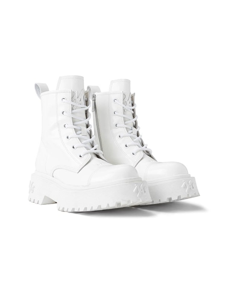 Porcelain-Gloss Platform Martin Boots - CHINASQUAD