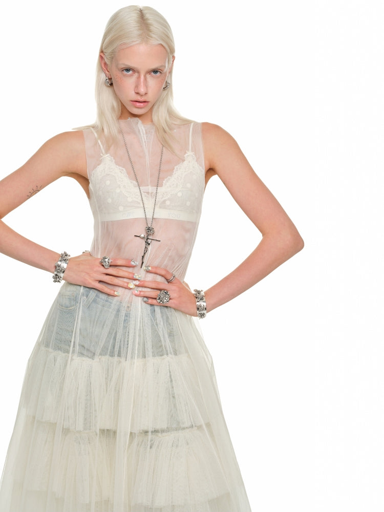 Mesh Panel Midi Dress - CHINASQUAD