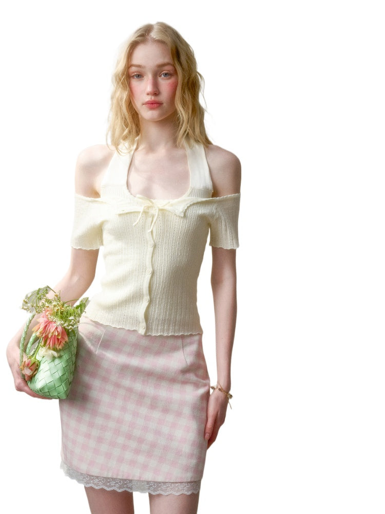 Summer-Colored One-Shoulder Cardigan - CHINASQUAD