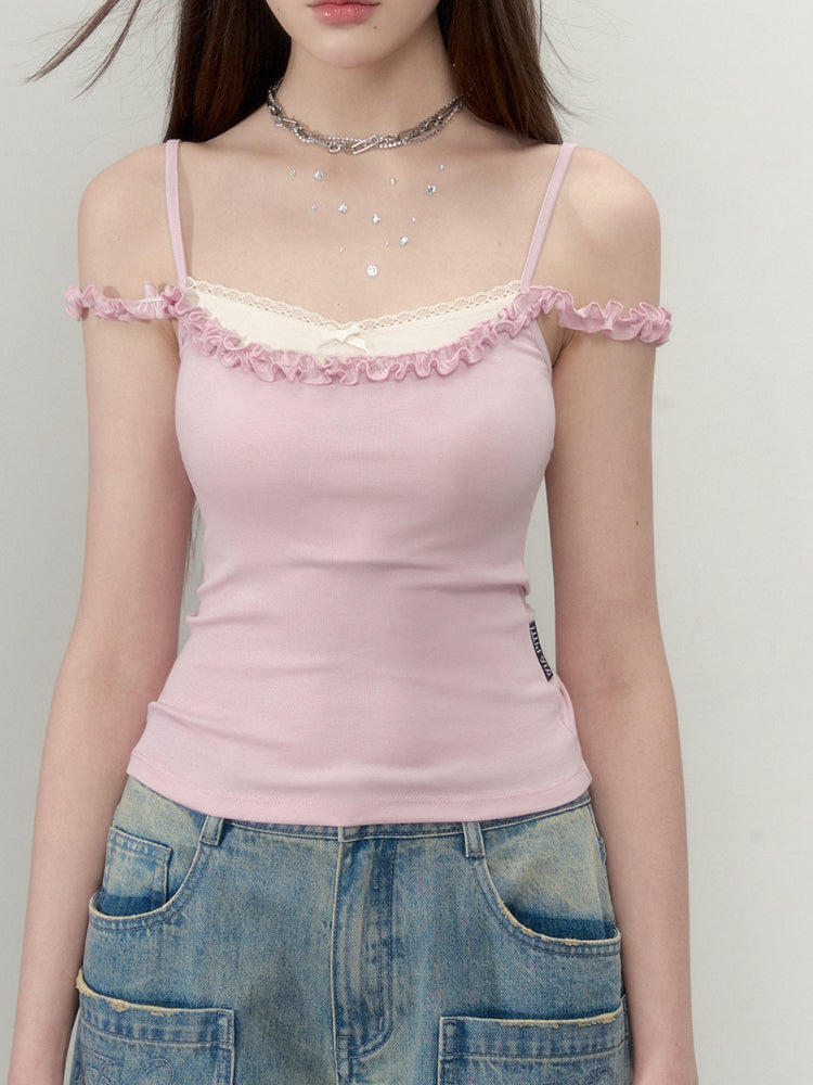 Pleated Faux Two-Piece Color-Block Vest - CHINASQUAD