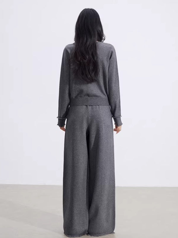 Mock-Layer Crop & Wide-Leg Knit Set