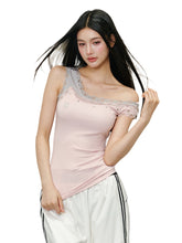 Color-block Lace Irregular Backless Vest - CHINASQUAD