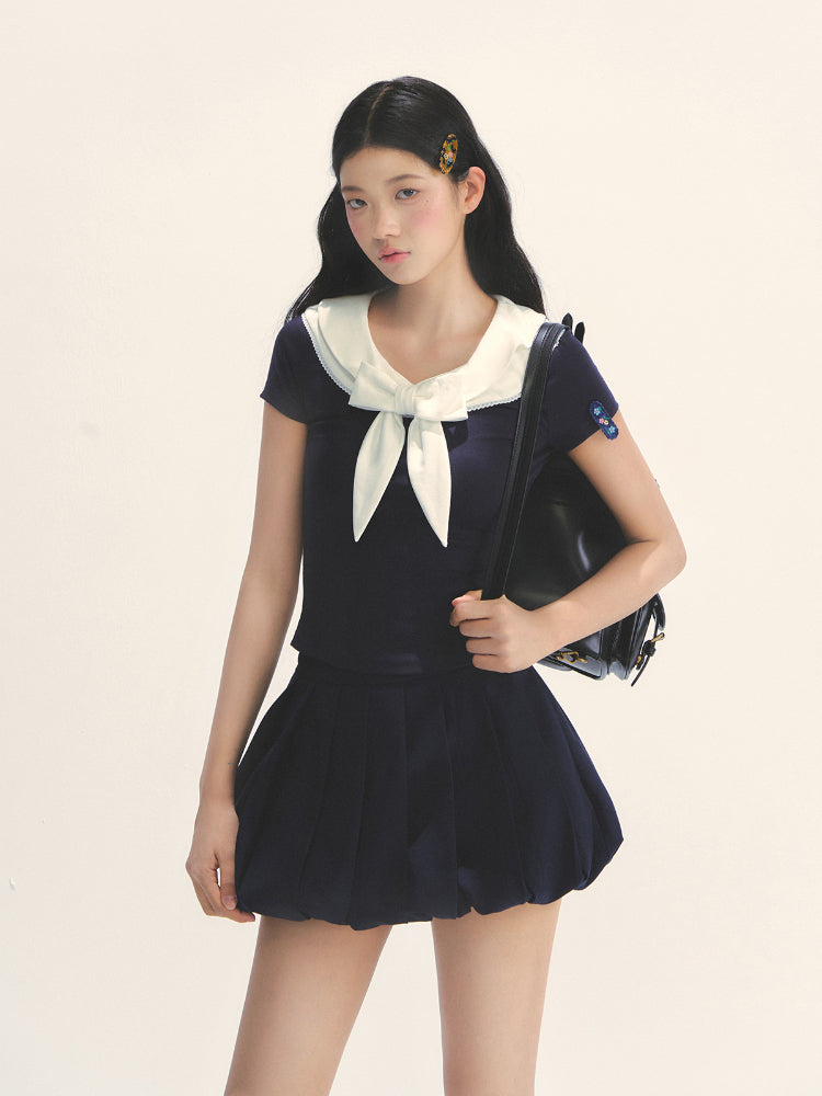 Navy Blue Academy-style Pleated Skirt - CHINASQUAD