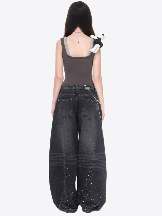 Vintage Curved-Leg Denim Jeans