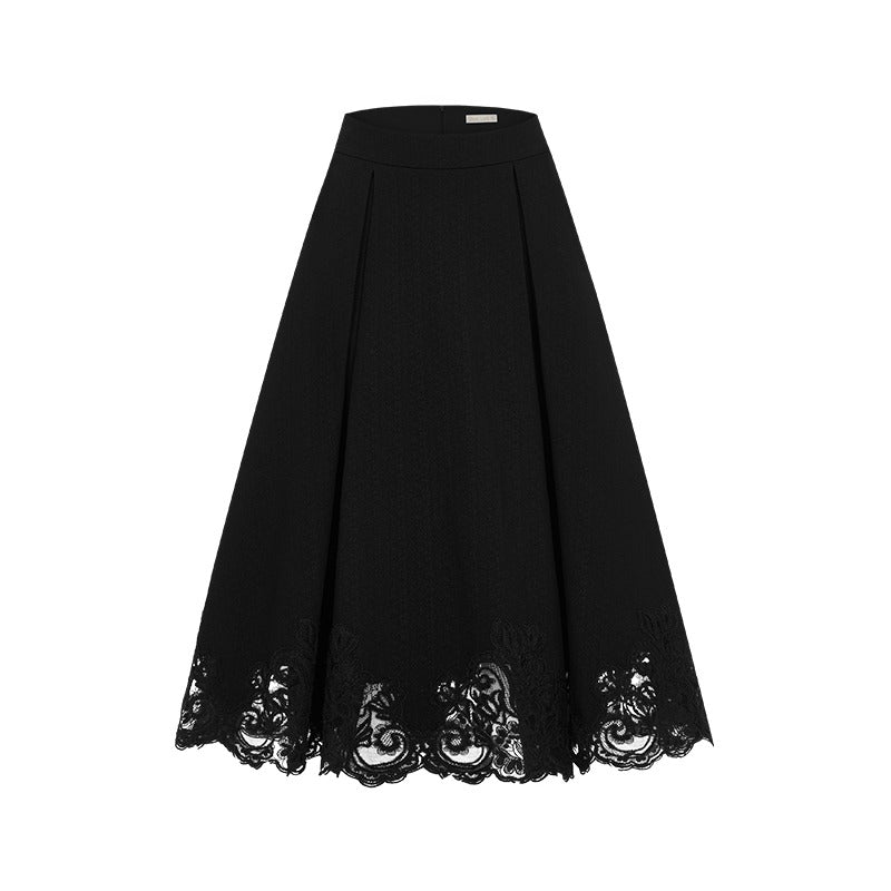 Mirage Vintage Lace-Collar Blazer & Flared Skirt Set - CHINASQUAD