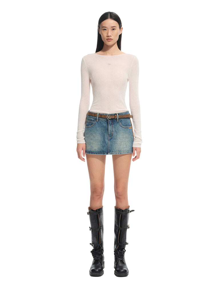 Wool Thin Crewneck Long-sleeve Blouse - CHINASQUAD