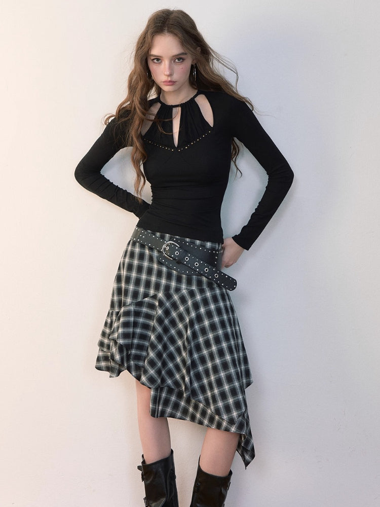 Irregular Vintage Plaid Skirt - CHINASQUAD