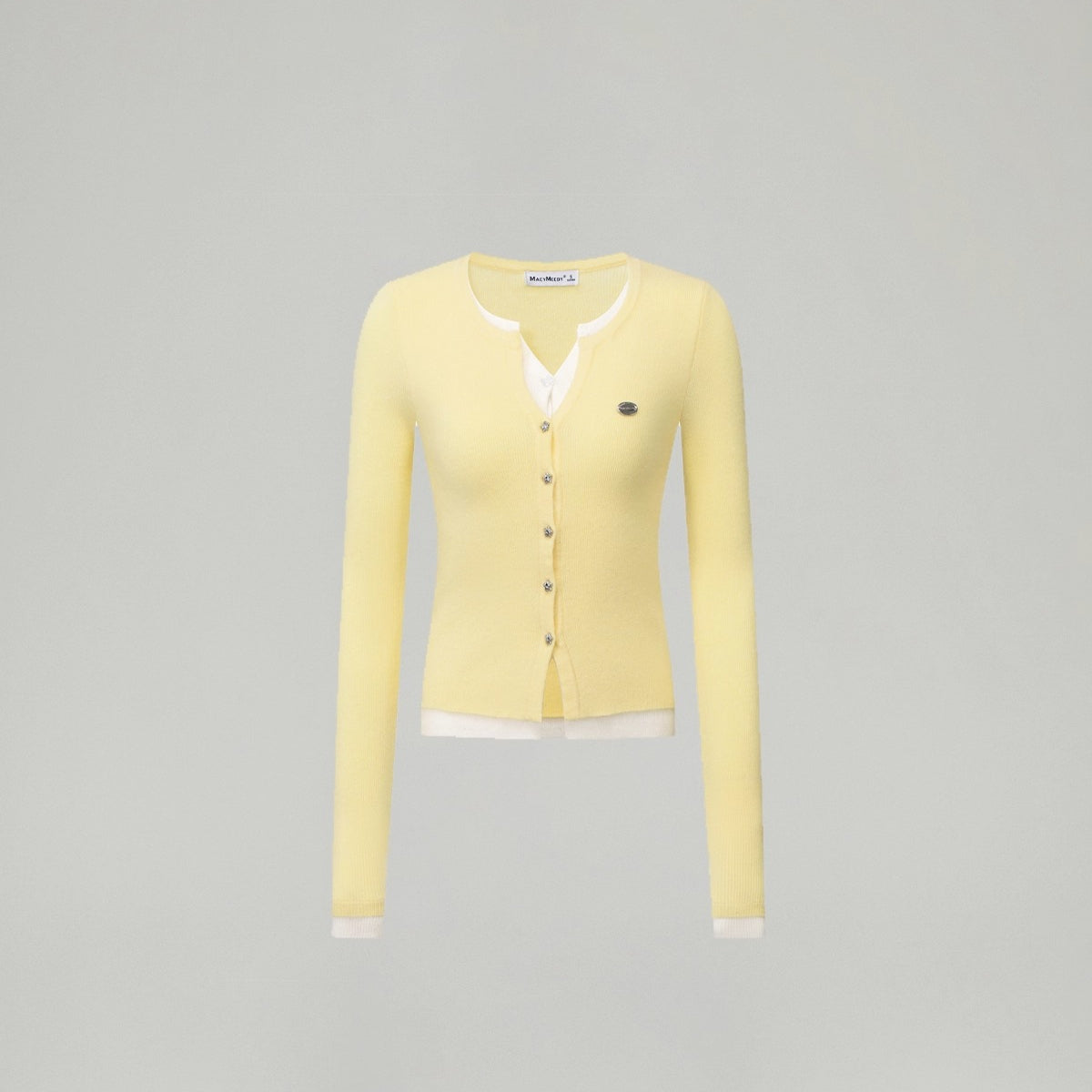 Contrast Layered Knit Cardigan - CHINASQUAD