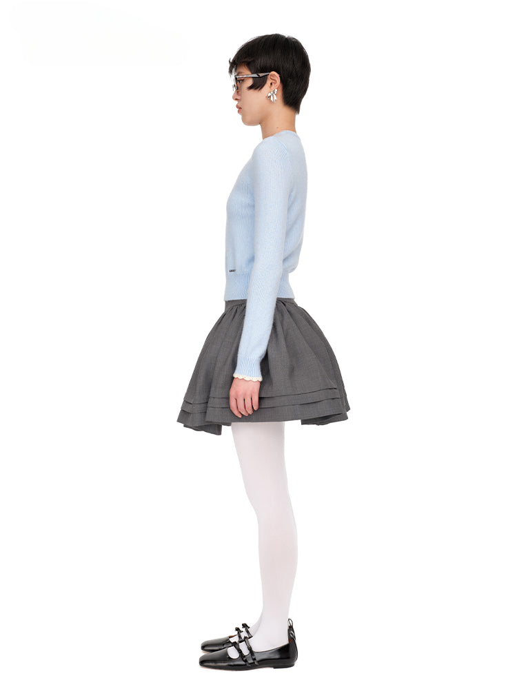 Blue & Pink Ruffled Cuff Knit Crewnecks - CHINASQUAD