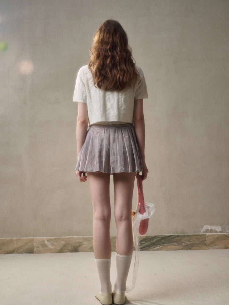 Velvet Floral Pleated Skirt - CHINASQUAD