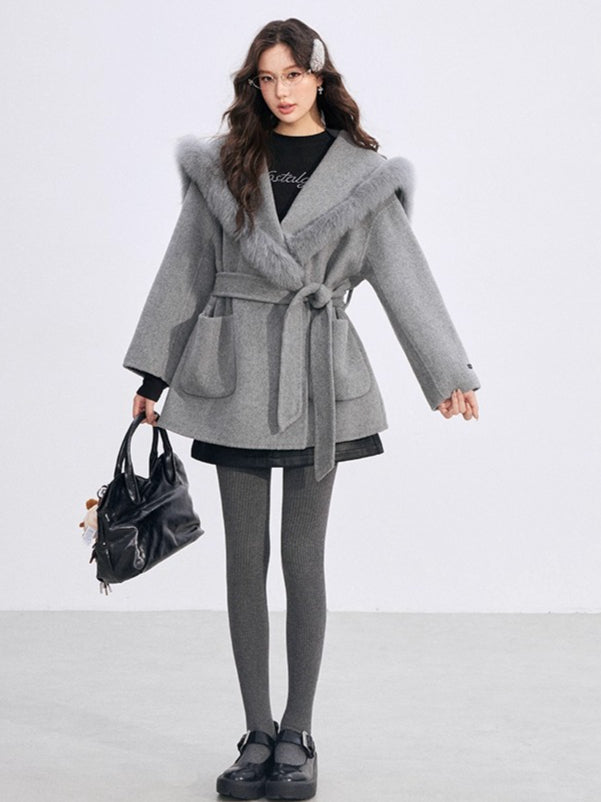 Oversized Wool-Blend Wide-Collar Coat
