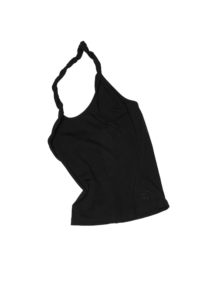 Slanted U-Neck Knot Embroidery Vest - CHINASQUAD