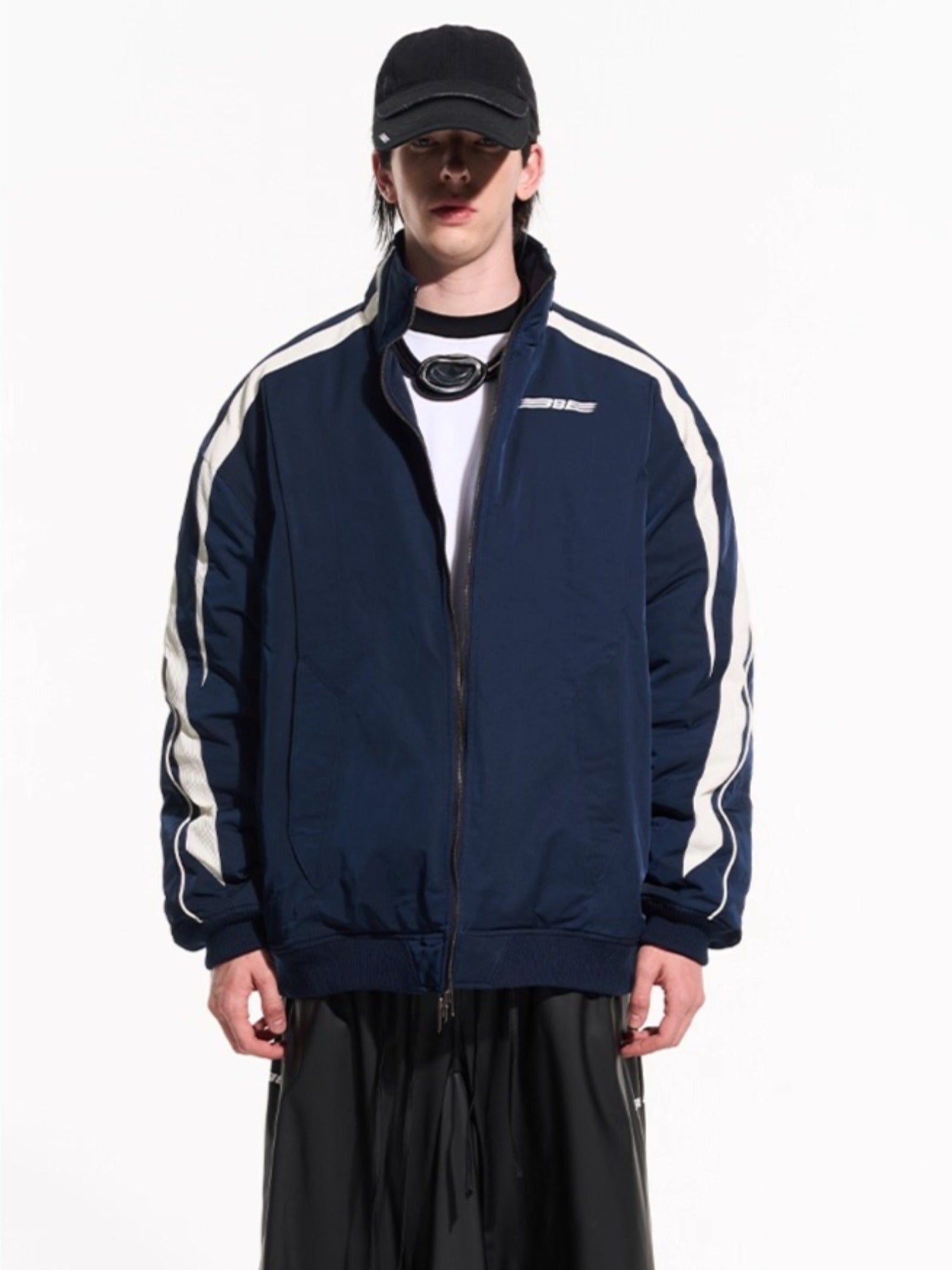 Striped Contrast Padded Cotton Jacket - CHINASQUAD