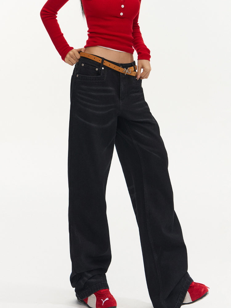 Vintage Low-Waist Loose Straight-Leg Pants - CHINASQUAD