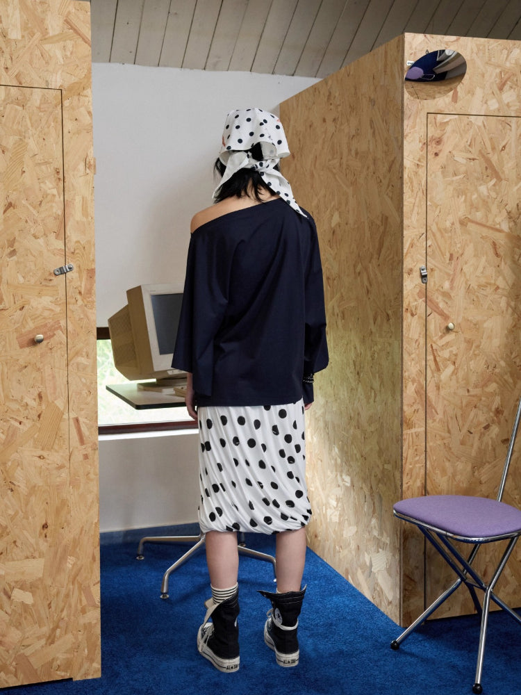 Polka Dot Knot Midi Skirt