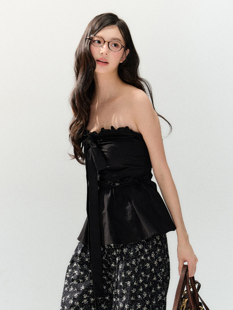 Black Waist Strapless Top - CHINASQUAD