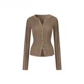 Button-Down Waist-Cinched Lyocell Knit Cardigan - CHINASQUAD