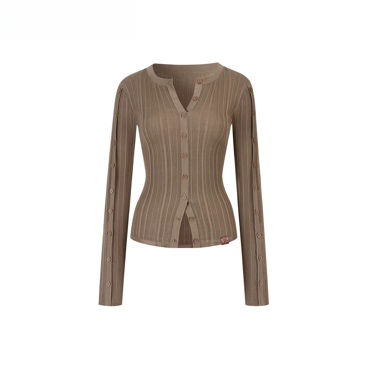 Button-Down Waist-Cinched Lyocell Knit Cardigan - CHINASQUAD