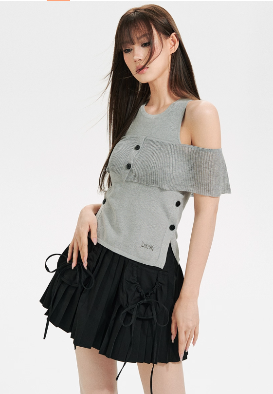 Black & Grey Cut-out Tank Top - CHINASQUAD