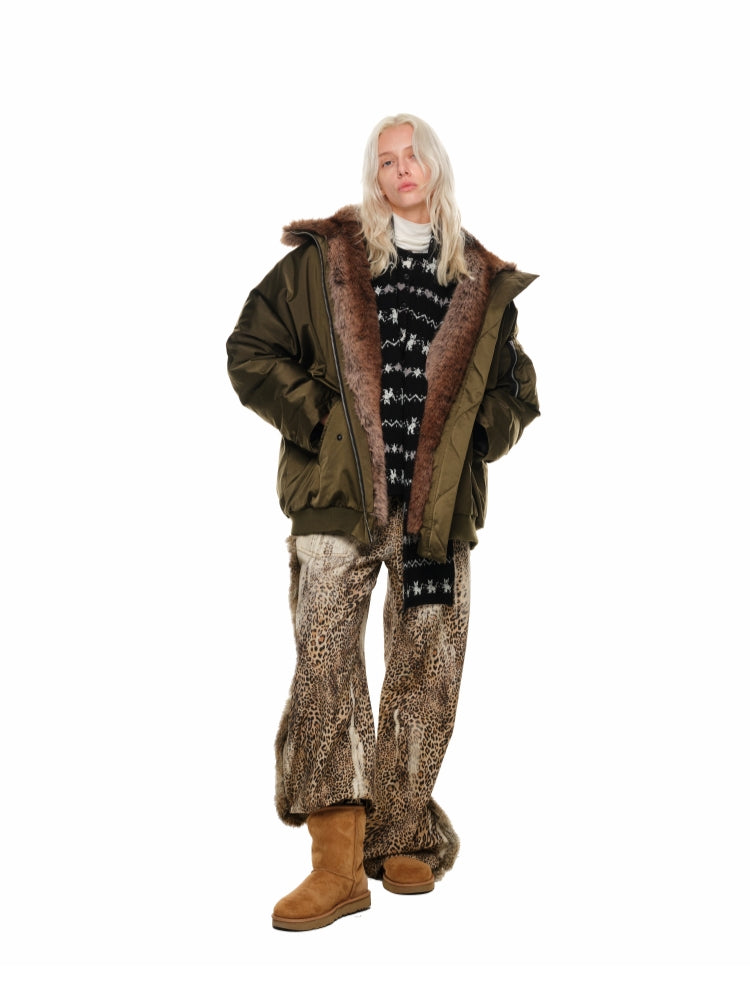 Gradient Patchwork Down-Filled Aviator Jacket - CHINASQUAD