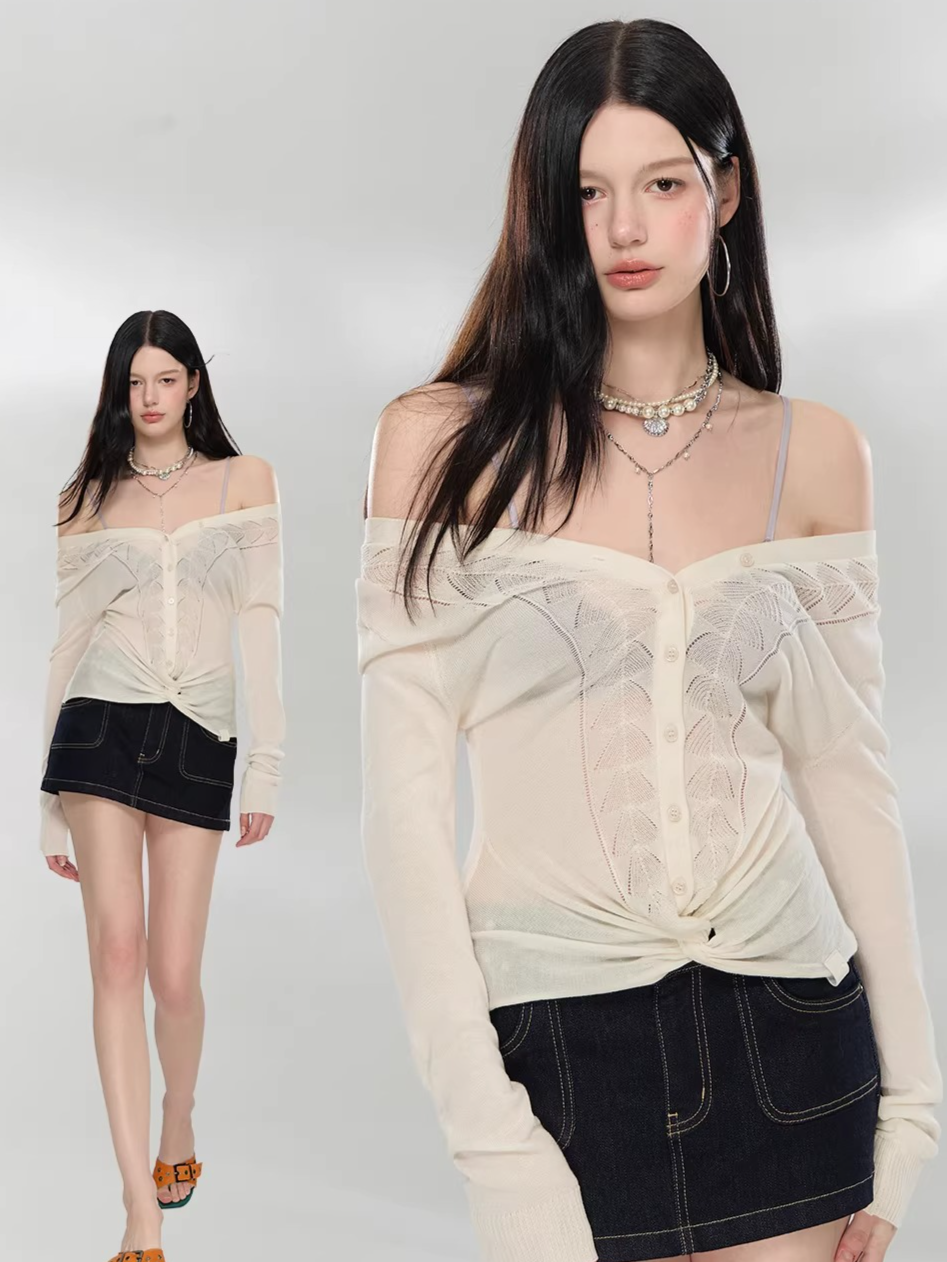 Reversible V-Neck Acetate Wool Knit T-Shirts