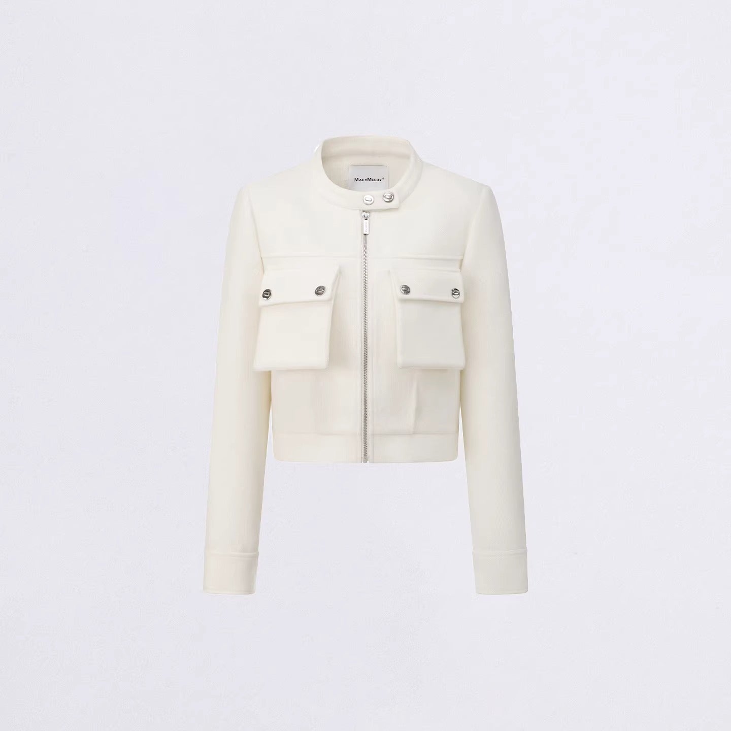 Chic Stand-Collar Tweed-Style Short Jacket