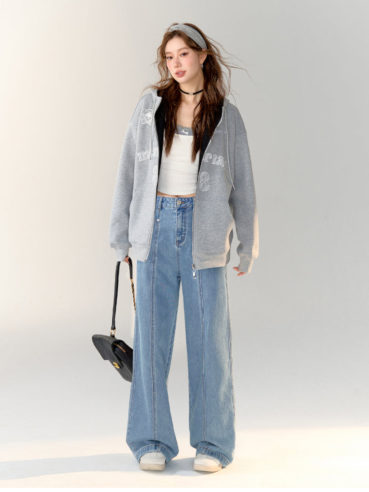 Line Divider Straight-leg Jeans - CHINASQUAD