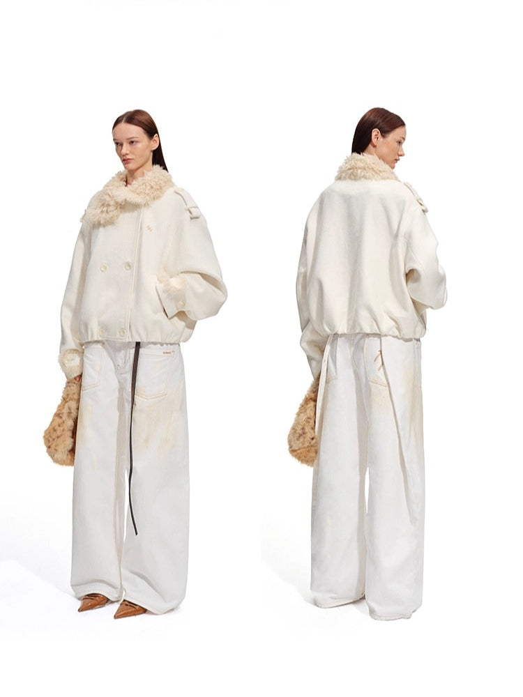 Polar Shearling Collar Wool Jacket