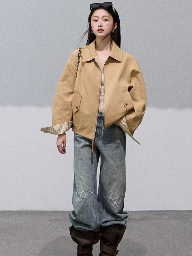 Vintage-Washed Cotton Wide-Leg Jeans