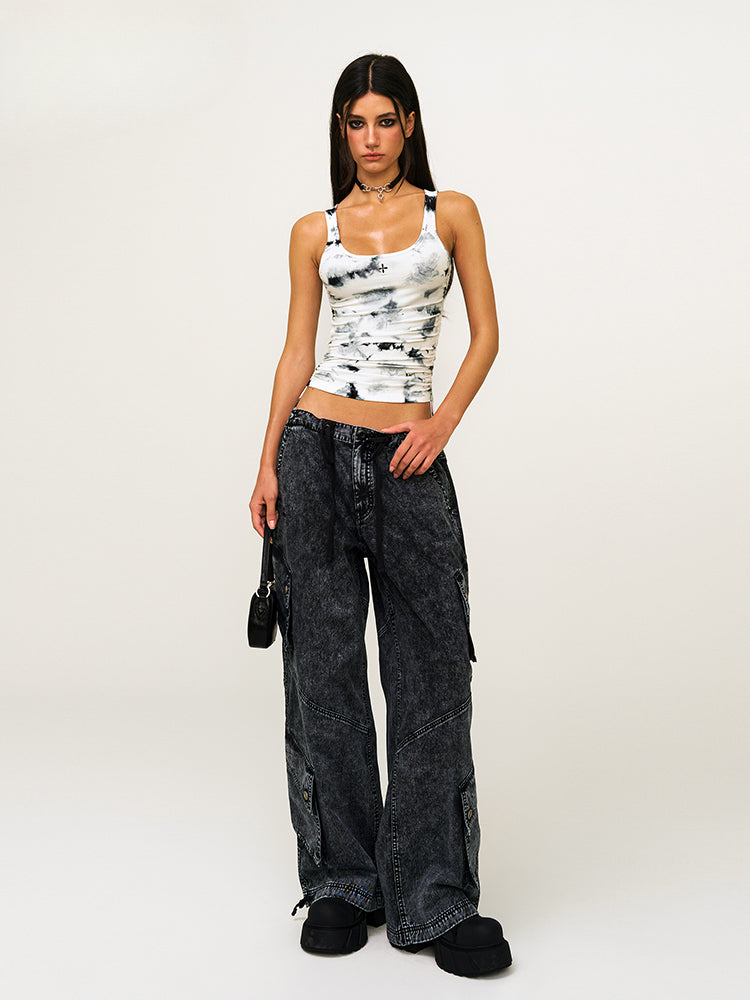 Cross-Flower All-Over Print Sports Camisole - CHINASQUAD