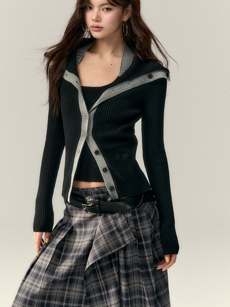 Asymmetrical Plaid Midi Skirt - CHINASQUAD