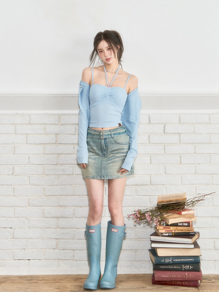 Halter Neck Tank Top & Cardigan Set - CHINASQUAD