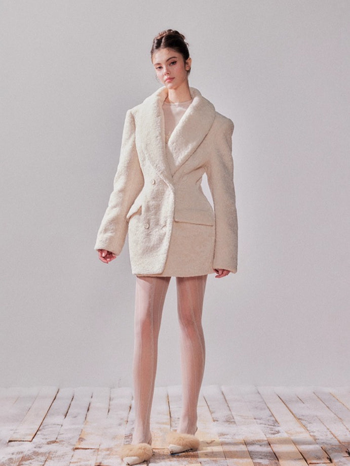 Cedar White Tea Shearling Belted Jacket