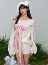 One-Shoulder Bow Tie Knitted Top - CHINASQUAD