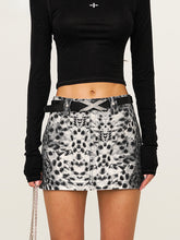 Leopard Print Mid - High Waist Rivet Midi Skirt - CHINASQUAD