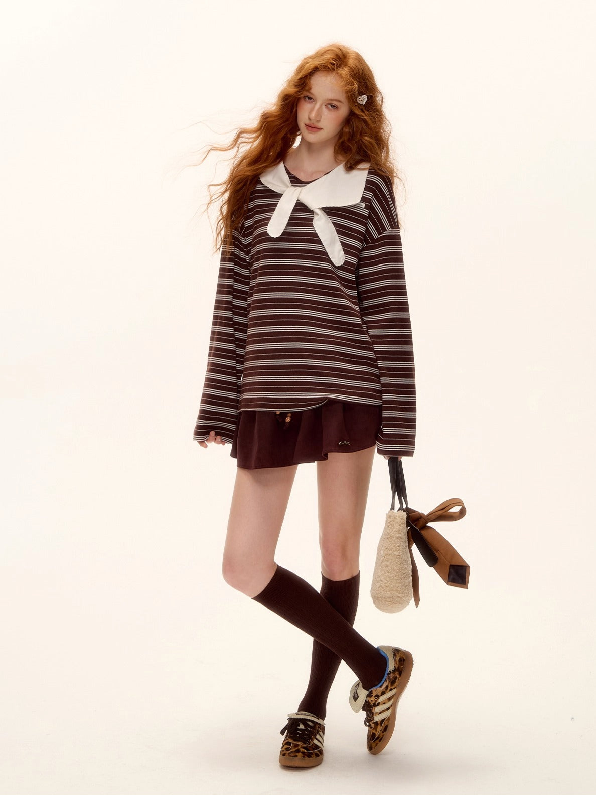 Bow-Tie Striped Long-Sleeve T-Shirt