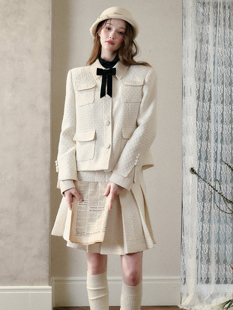 Galaxy Classic Wool Pleated Skirt Set - CHINASQUAD