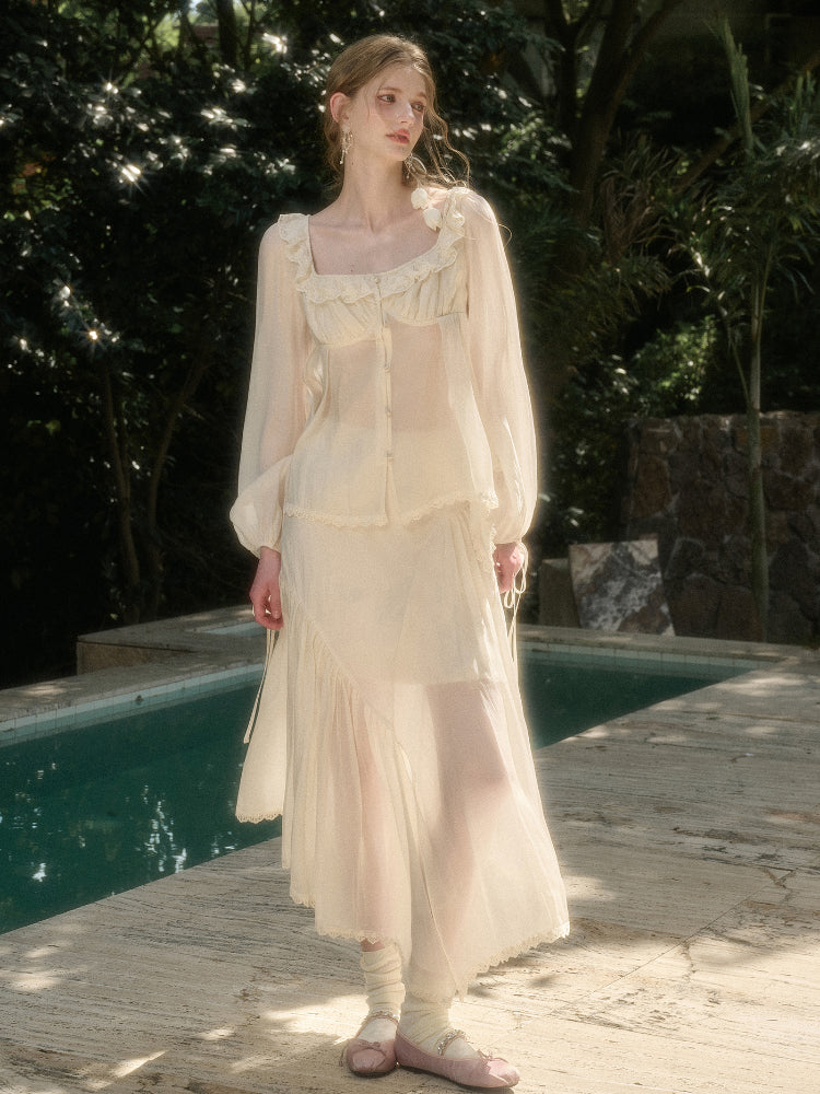 Tencel Air Fabric Shirt & Skirt Set - CHINASQUAD