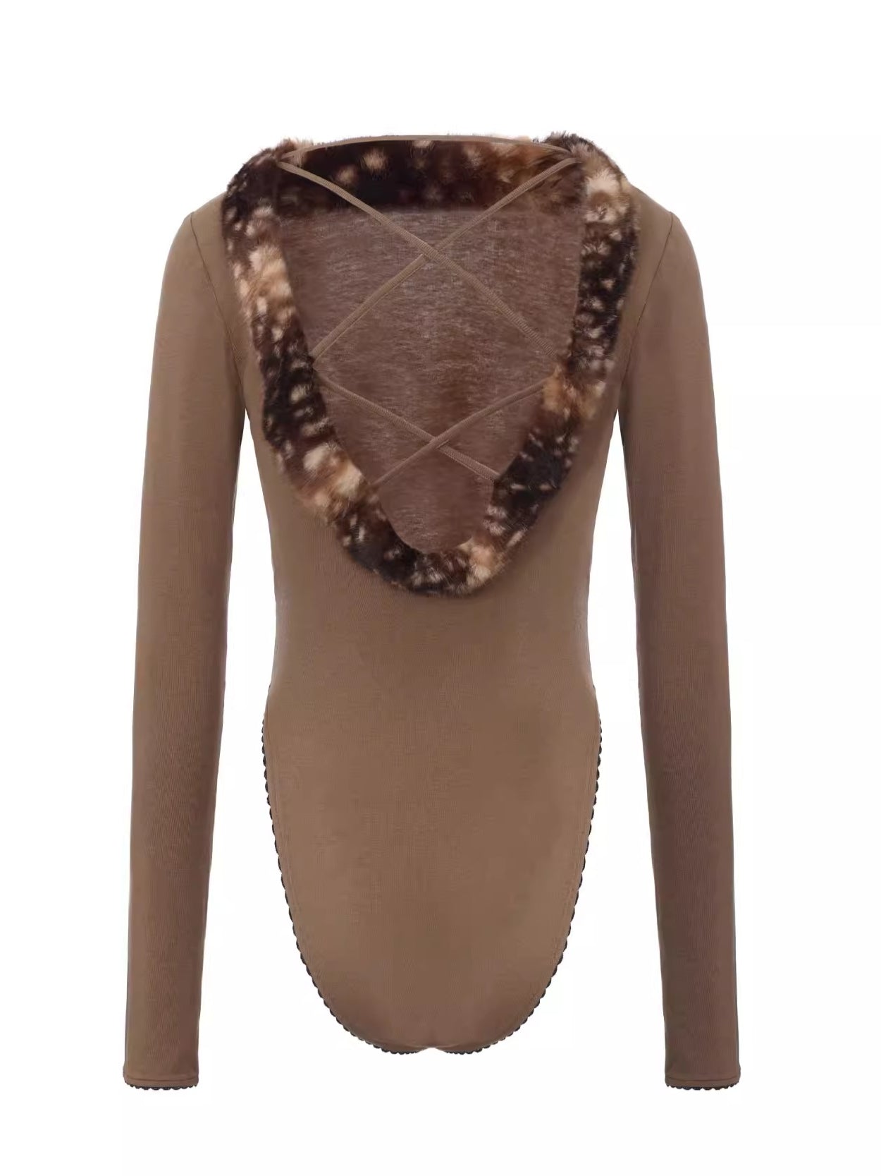 Faux Fur-Panelled Knit Bodysuit