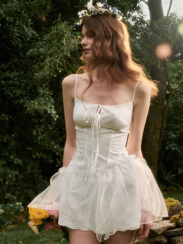 White Cloud Strap Dress - CHINASQUAD