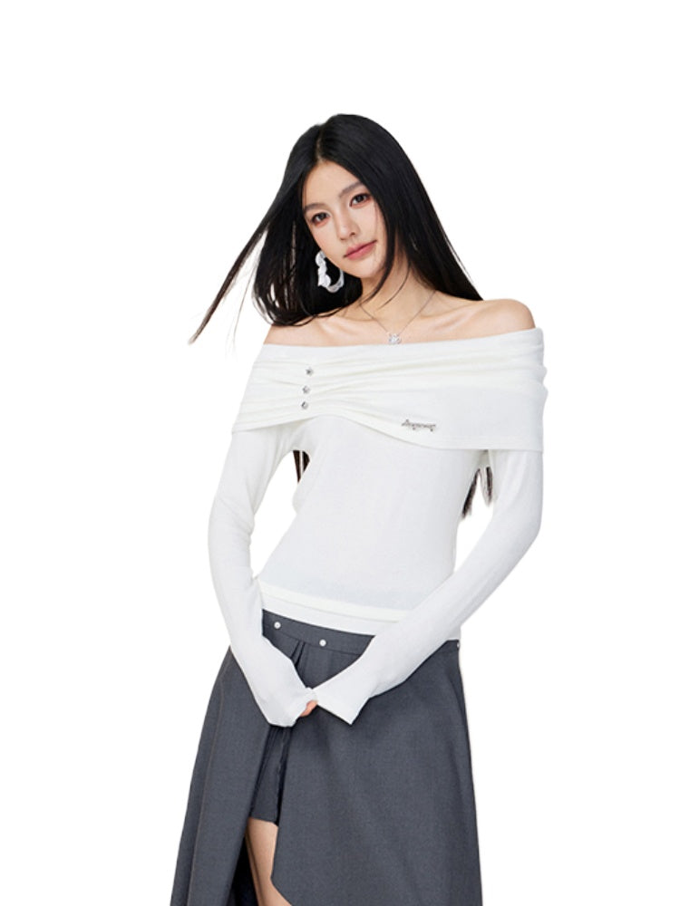 Off-Shoulder Two-Tone Top - CHINASQUAD