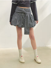 Checkered Tie-Up Embroidered Bud Mini Skirt - CHINASQUAD
