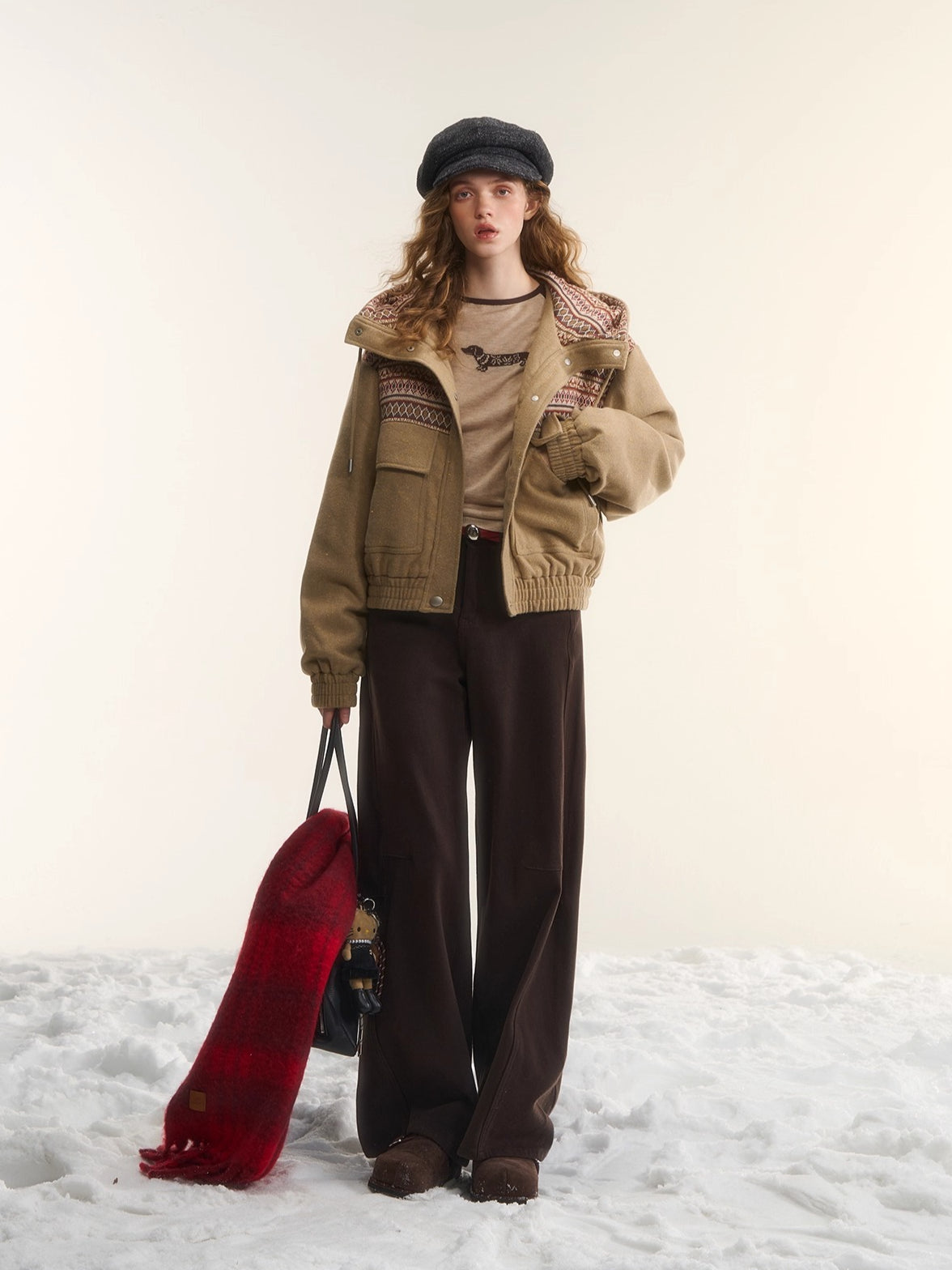 Wool-Blend Hooded Down Jacket