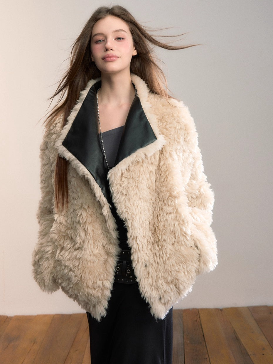 Reversible Faux Fur & PU Leather Jacket