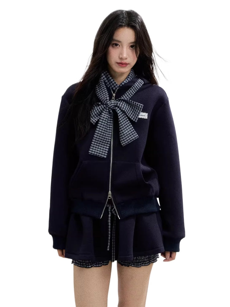 Preppy Style Bow Tie Hoodie - CHINASQUAD